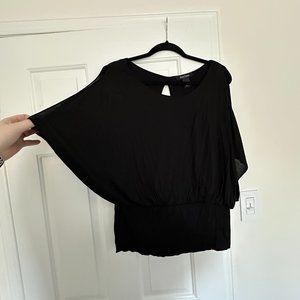 WHITE HOUSE BLACK MARKET Cold Shoulder Black Top